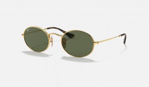 Ray Ban Oval Flat Lenses Men's Sunglasses Green | 25470-YRGK