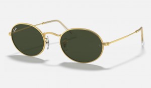 Ray Ban Oval Legend Gold Women's Sunglasses Green | 98425-LXJE