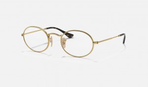 Ray Ban Oval Optics Men's Eyeglasses Gold | 01963-ESQX