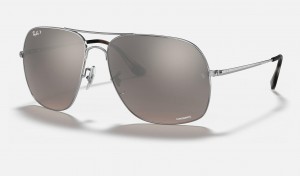 Ray Ban RB3587ch Chromance Men's Sunglasses Silver | 15074-FDSX