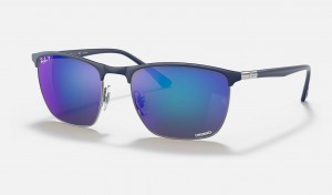 Ray Ban RB3686 Chromance Men's Sunglasses Blue | 83016-LHYZ