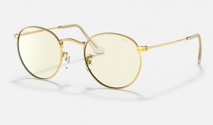 Ray Ban Round Blue-light Clear Evolve Men's Sunglasses Gold | 05623-IBFX