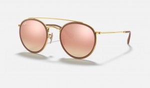 Ray Ban Round Double Bridge Men's Sunglasses Copper | 57246-USIQ