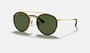 Ray Ban Round Double Bridge Men's Sunglasses Green | 37624-TRDJ