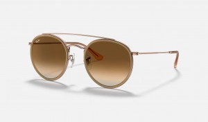 Ray Ban Round Double Bridge Men's Sunglasses Brown | 49782-YMLJ