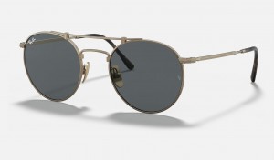 Ray Ban Round Double Bridge Titanium Men's Sunglasses Grey | 35072-ZLDO