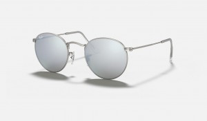 Ray Ban Round Flash Lenses Men's Sunglasses Silver | 27451-DJWG