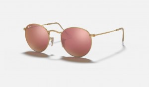 Ray Ban Round Flash Lenses Women's Sunglasses Pink | 53802-YRPQ