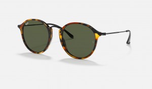 Ray Ban Round Fleck Men's Sunglasses Green | 93018-FPDH