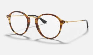 Ray Ban Round Fleck Optics Men's Eyeglasses Gold | 15403-EBLM