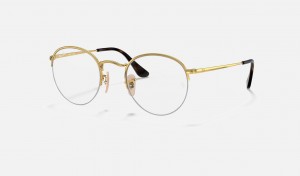 Ray Ban Round Gaze Men's Eyeglasses Gold | 20561-AXRF