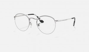 Ray Ban Round Gaze Men's Eyeglasses Silver | 23061-XPRN