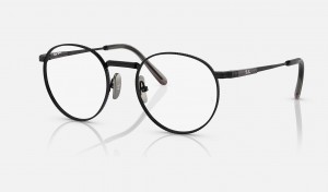 Ray Ban Round Ii Titanium Optics Men's Eyeglasses Black | 20574-HJKG