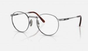 Ray Ban Round Ii Titanium Optics Men's Eyeglasses Silver | 02765-SEFL