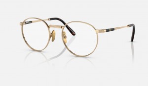 Ray Ban Round Ii Titanium Optics Men's Eyeglasses Gold | 82135-MTNY