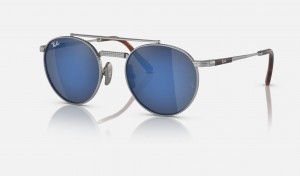 Ray Ban Round Ii Titanium Women's Sunglasses Blue | 31468-LXWI