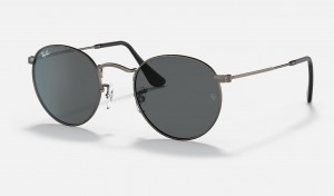 Ray Ban Round Metal Antiqued Men's Sunglasses Grey | 97285-YUFK