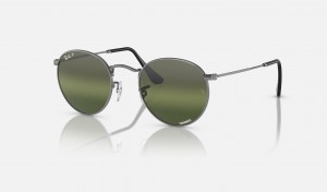 Ray Ban Round Metal Chromance Women's Sunglasses Green | 47856-JOEW