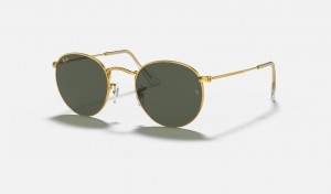 Ray Ban Round Metal Legend Gold Men's Sunglasses Green | 07918-SQFM