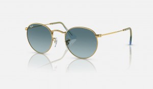 Ray Ban Round Metal Men's Sunglasses Blue | 21894-YLAR