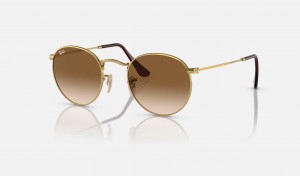 Ray Ban Round Metal Men's Sunglasses Brown | 68471-TIWZ