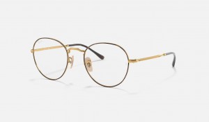 Ray Ban Round Metal Optics Ii Men's Eyeglasses Gold | 35982-NZAX