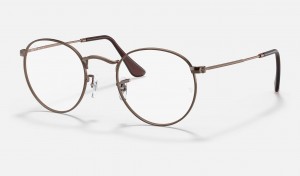 Ray Ban Round Metal Optics Men's Eyeglasses Brown | 65738-NIRQ