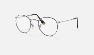 Ray Ban Round Metal Optics Men's Eyeglasses Blue | 43270-GNHQ