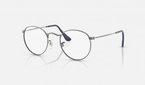 Ray Ban Round Metal Optics Men's Eyeglasses Grey | 86309-XQJN