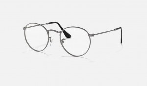 Ray Ban Round Metal Optics Men's Eyeglasses Grey | 49823-KGPA