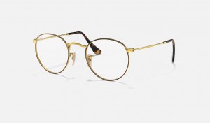 Ray Ban Round Metal Optics Men's Eyeglasses Gold | 52947-NUHV