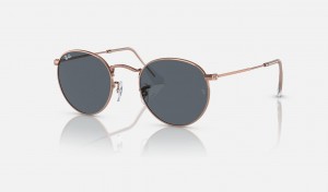 Ray Ban Round Metal Rose Gold Men's Sunglasses Blue | 31406-GZUO