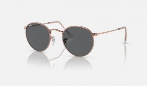 Ray Ban Round Metal Rose Gold Men's Sunglasses Grey | 47321-JXLV