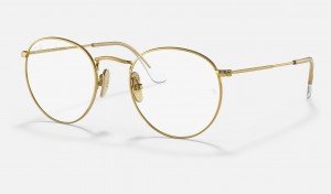 Ray Ban Round Titanium Optics Men's Eyeglasses Gold | 07825-OGYH