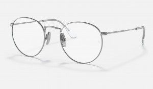 Ray Ban Round Titanium Optics Men's Eyeglasses Silver | 19620-YUGJ