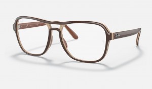 Ray Ban State Side Optics Men's Eyeglasses Brown | 64190-HRMP