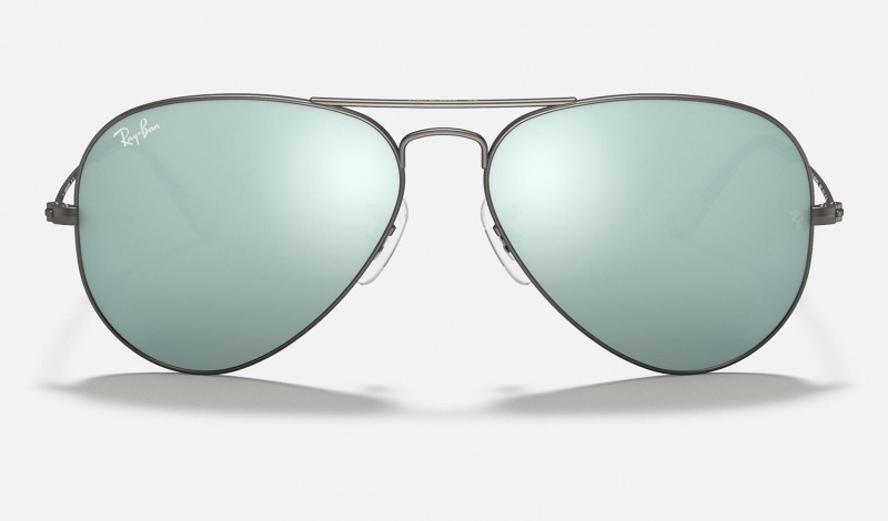 Ray Ban Aviator Flash Lenses Men's Sunglasses Silver | 75082-LMDB