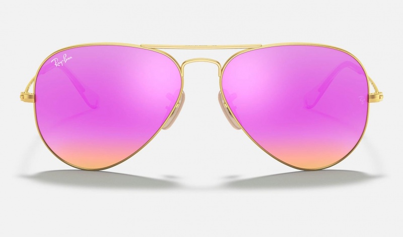 Ray Ban Aviator Flash Lenses Men's Sunglasses Pink | 89132-RGFS