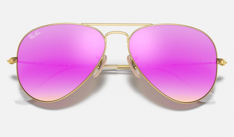 Ray Ban Aviator Flash Lenses Men's Sunglasses Pink | 89132-RGFS