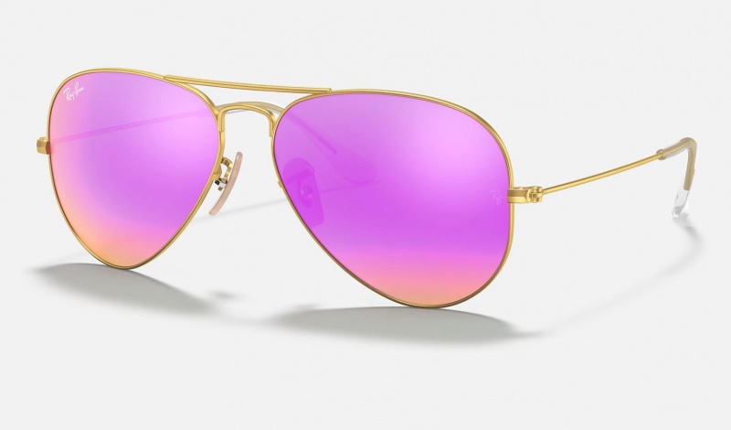 Ray Ban Aviator Flash Lenses Men\'s Sunglasses Pink | 89132-RGFS