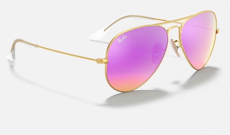 Ray Ban Aviator Flash Lenses Women's Sunglasses Pink | 26013-ICVB