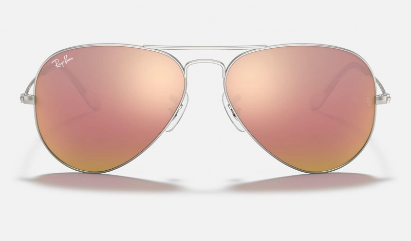 Ray Ban Aviator Flash Lenses Women's Sunglasses Pink | 65971-BTCQ