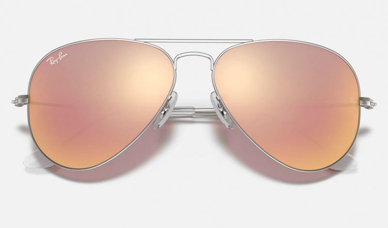 Ray Ban Aviator Flash Lenses Women's Sunglasses Pink | 65971-BTCQ