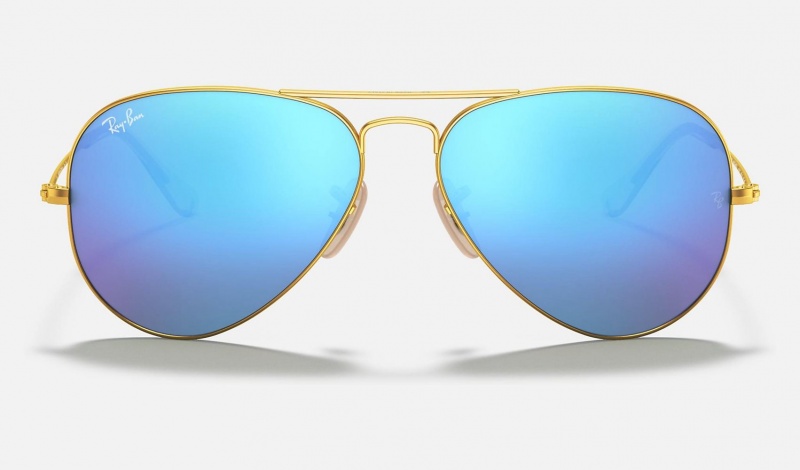 Ray Ban Aviator Flash Lenses Women's Sunglasses Blue | 20475-EDLS