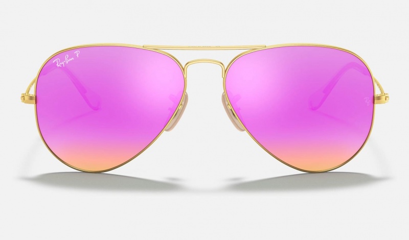 Ray Ban Aviator Flash Lenses Women's Sunglasses Purple | 87129-XJSH