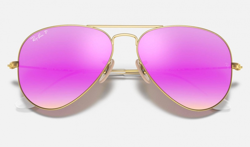 Ray Ban Aviator Flash Lenses Women's Sunglasses Purple | 87129-XJSH