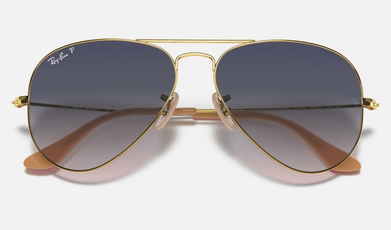 Ray Ban Aviator Gradient Women's Sunglasses Blue | 01439-YAOD