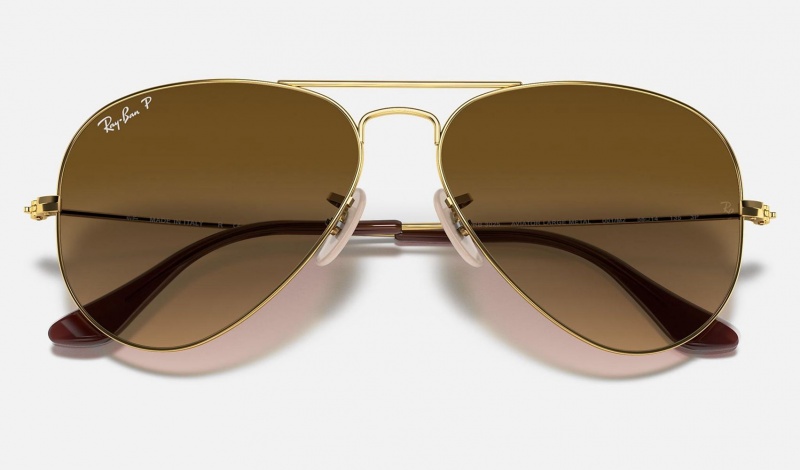 Ray Ban Aviator Gradient Women's Sunglasses Brown | 74028-CFZR