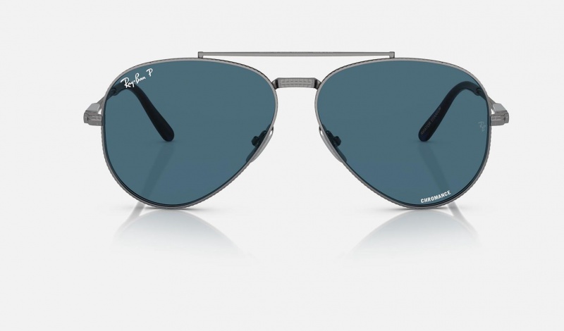 Ray Ban Aviator Ii Titanium Men's Sunglasses Blue | 87936-UTYI