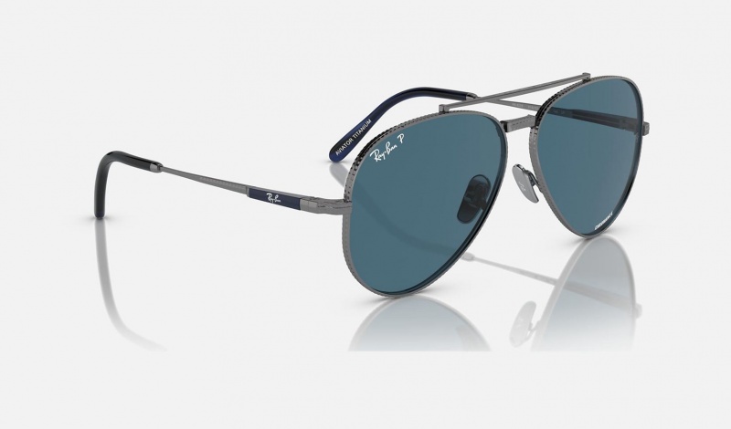 Ray Ban Aviator Ii Titanium Men's Sunglasses Blue | 87936-UTYI